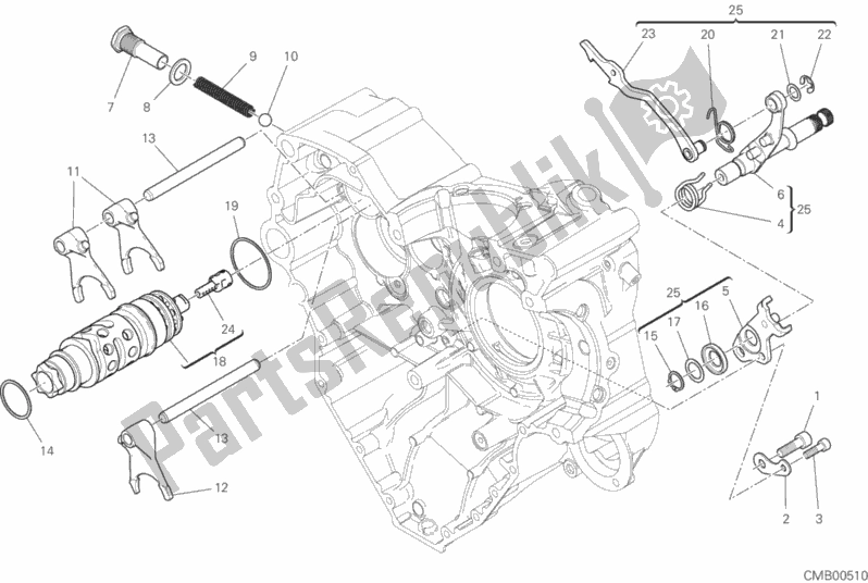 All parts for the Gear Change Mechanism of the Ducati Multistrada 1260 Enduro USA 2020